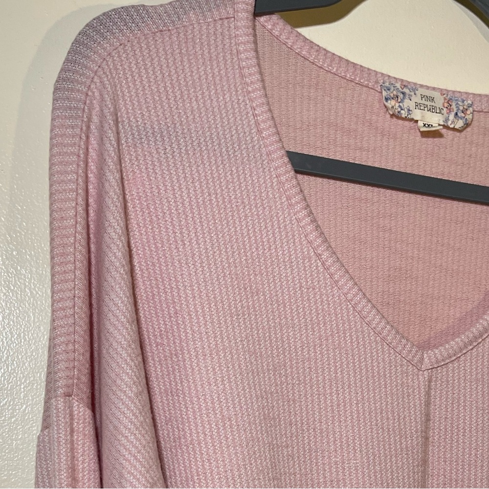 Pink Republic long sleeve pullover V-neck top XXL tie detail - Picture 3 of 5